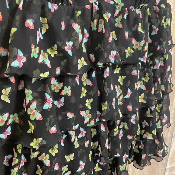 Vintage Victoria’s Secret Black Butterfly Tie Back Ruffle Tiered Top, S - Picture 3 of 8